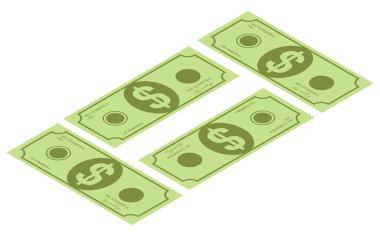 Biyometrik para simgeleri. Dolar para banknotu yeşil. Dolar faturası, para banknotu. Dolar banknotu beyaz arka planda izole. 