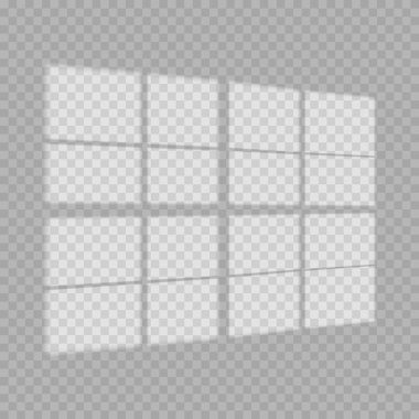 Pencere ışığı ve gölge gerçekçi gri dekoratif arka plan. Markalandırma için saydam gölge kaplama efektleri.