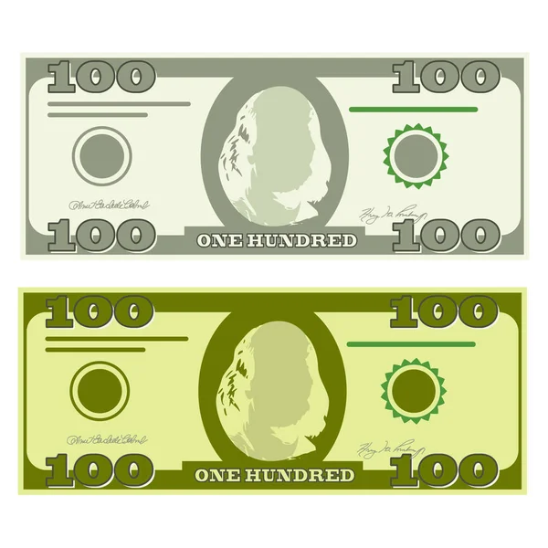 Illustration of money icons. Dollar currency banknote green. Dollars bill, money banknote. Dollar bill isolated on white background.