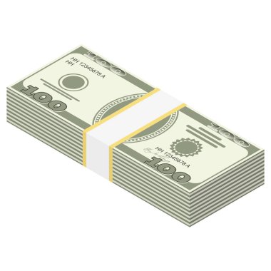 Biyometrik para simgeleri. Dolar para banknotu yeşil. Dolar faturası, para banknotu. Dolar banknotu beyaz arka planda izole. 