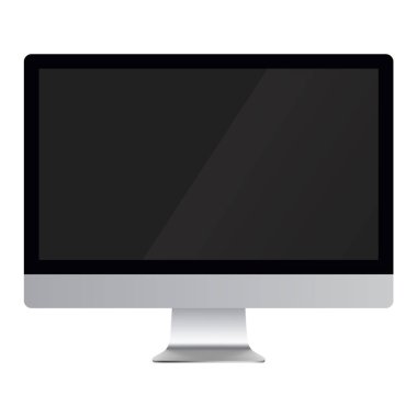 Beyaz arka planda izole edilmiş boş ekrana sahip bilgisayar monitörü ekranı.