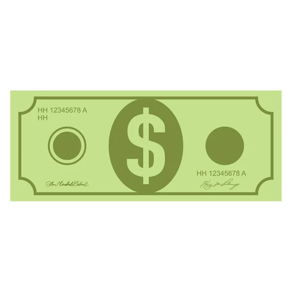 Ilustración de iconos de dinero. Billete de dólar verde. Billete de dólares, billete de dinero. Billete dólar aislado sobre fondo blanco . — Foto de Stock