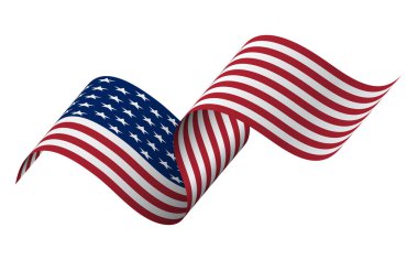 Birleşik Devletler bayrağı sallıyor. Bağımsızlık Günü için dalgalı Amerikan Bayrağının çizimi.