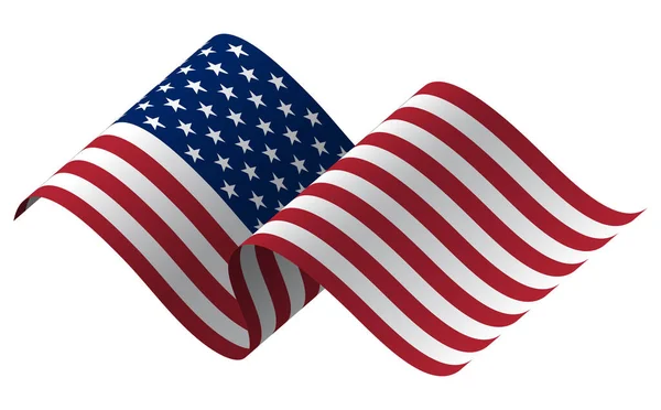 Acenando bandeira dos Estados Unidos. ilustração da bandeira americana ondulada para o Dia da Independência . — Vetor de Stock