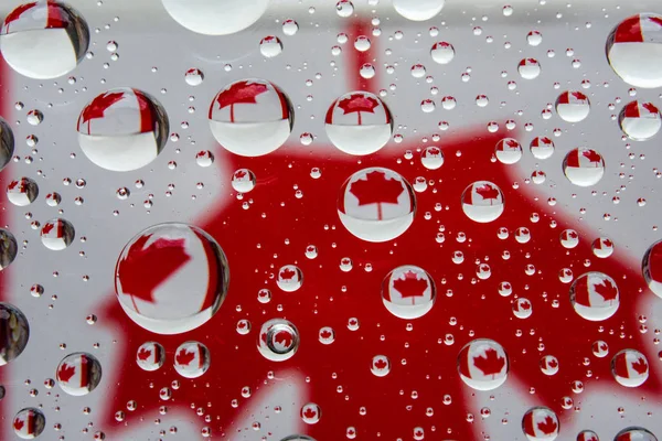 Bandera Canadá Dentro Las Burbujas Agua Día Canadá Día Bandera — Foto de Stock