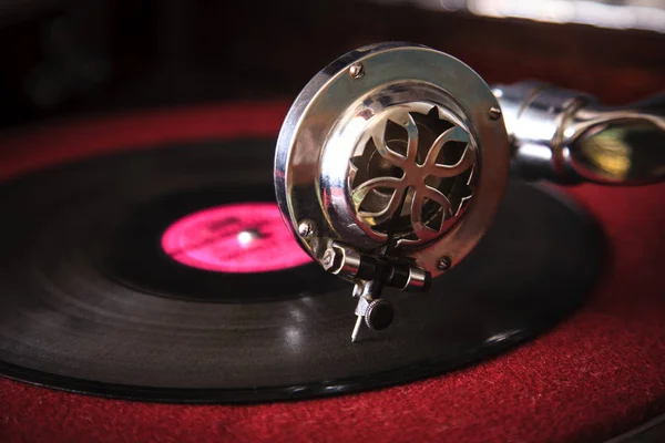 Needle Old Gramophone Close Concept Retro Music — Stock Photo, Image