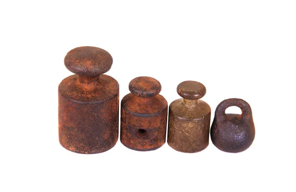 Old Rusty Weights White Background Close — Stock Photo, Image