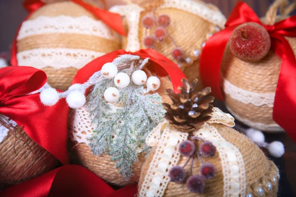 Bolas Brilhantes Festivas Decoração Para Árvore Natal Conceito Das Férias — Fotografia de Stock