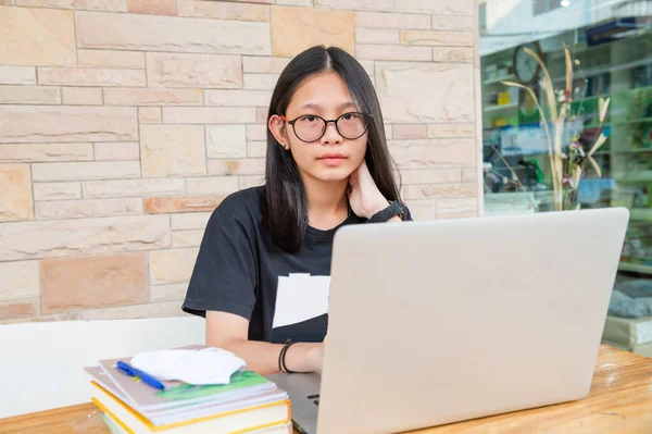 Jeune Lycéenne Faire Ses Devoirs Maison Parce Que École Est — Photo