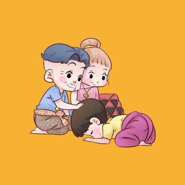 Geleneksel Tayland giysileri için Tayland çizgi dizisi kavramsal tasarım Ayutthaya dönemi Güzel Tayland kültürü ve Asyalıların Fastivali