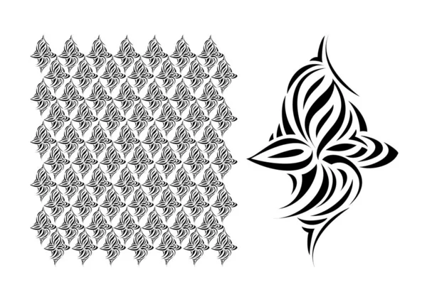Fehér Háttéren Virág Alakú Kalligrafikus Mintázat Textúra — Stock Vector