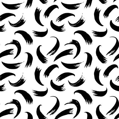 Fırça darbeleri - kusursuz desen. yuvarlak fırça darbeleri - kumaş, duvar kağıdı üzerine yazdırmak için siyah ve beyaz arkaplan