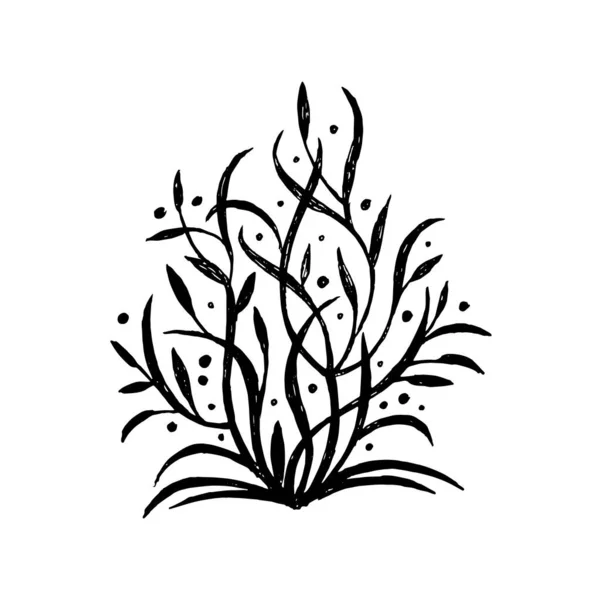 Estilo Decorativo Garabato Arbusto Ilustración Plana Arbusto Exclusivo Con Hojas — Vector de stock