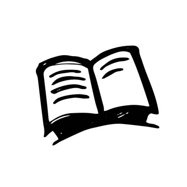 Kitap, okul, düz çizim. Karalama kitabı - siyah çizim, siluet