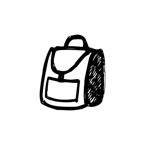 バックパック 白い背景に黒い色のイラスト ブリーフケース 白の背景に隔離された黒の様式化された図面 学校教育 — ストックベクタ