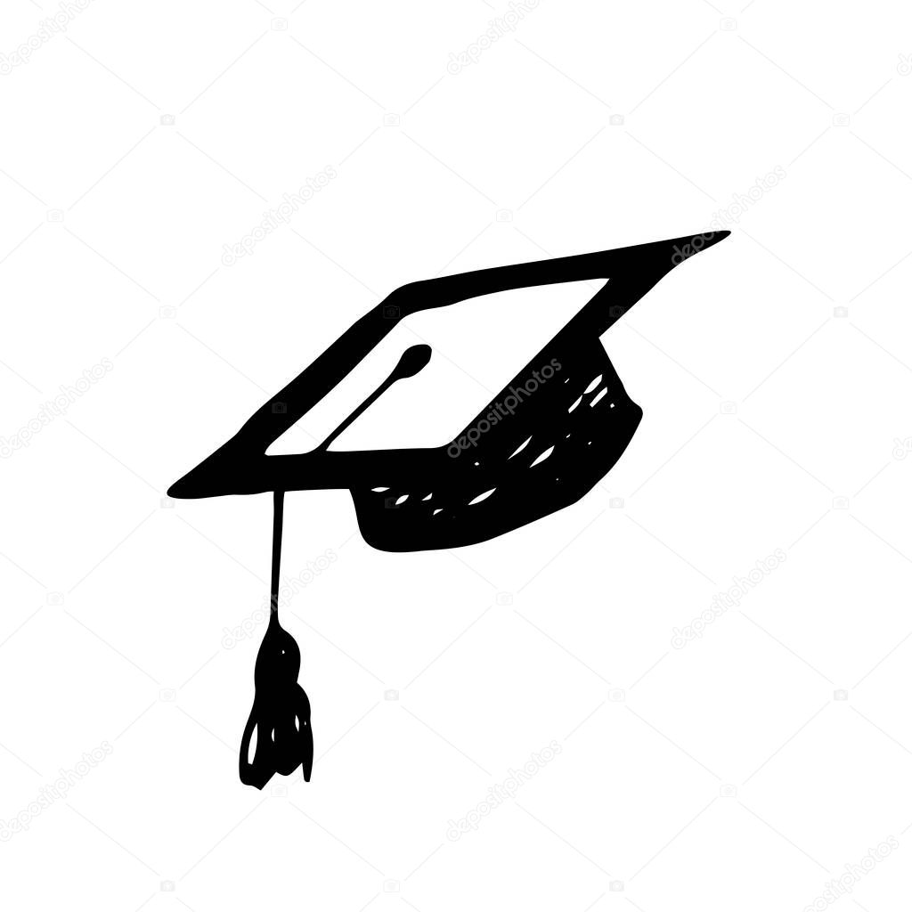 corner-cap, Graduation cap. graduate hat in doodle style. master. training. pupils headdress - silhouette