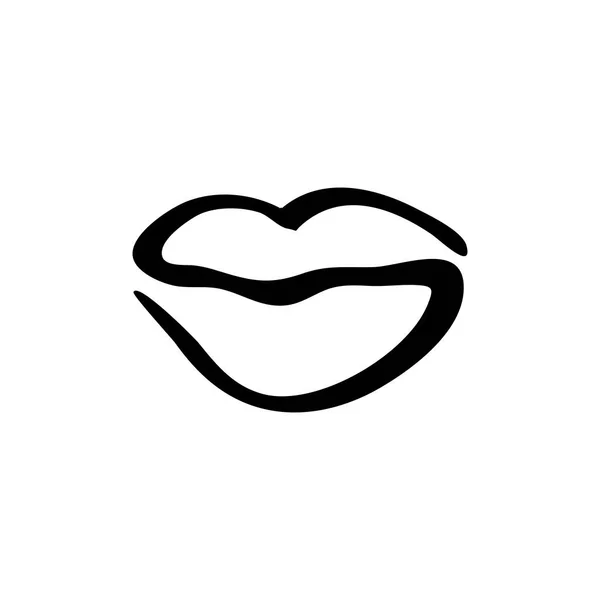 Λογότυπο Χειλιών Σιλουέτα Των Χειλιών Επίπεδη Διανυσματική Απεικόνιση Απομονωμένη Λευκό — Διανυσματικό Αρχείο