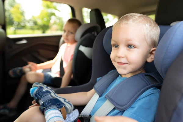 Boy Buckled Car Seat Safe Family Travel Concept — Stock Photo, Image