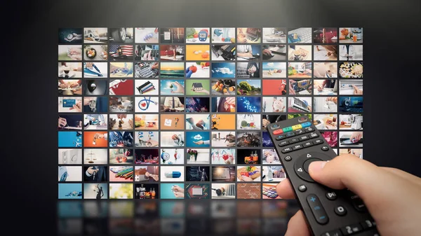Televizyon Akışlı Video Kavramı Medya Video Talep Teknolojisi Çoklu Ortam — Stok fotoğraf