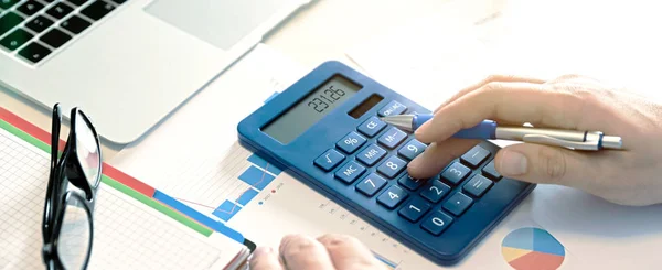 Man Calculates Savings Budget Planning Concept Businessman Working Office — Stock Photo, Image