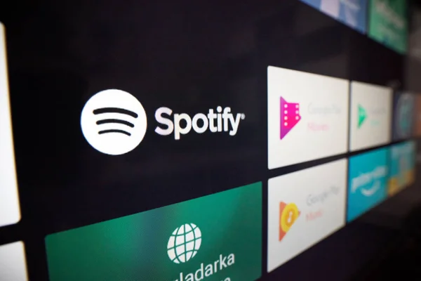 Wroclaw Polandia Jan 2019 Spotify Adalah Layanan Streaming Musik Paling — Stok Foto