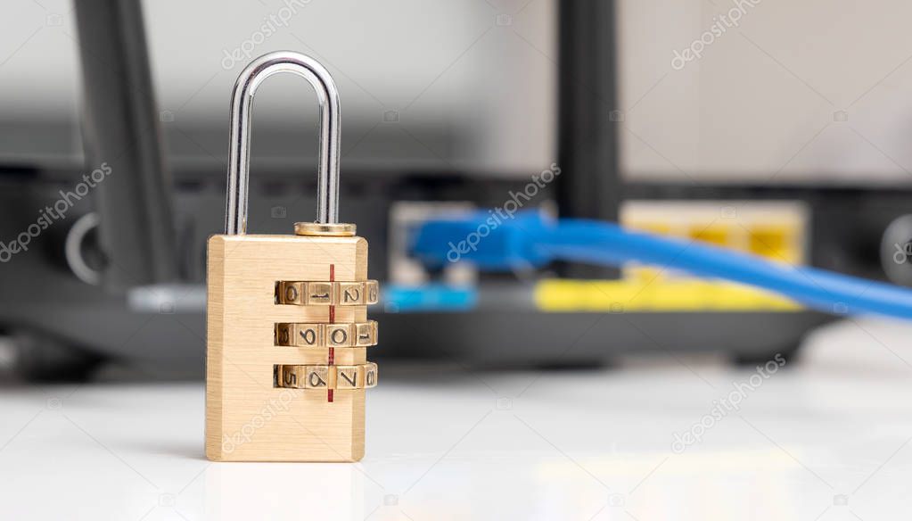 Network and data protection concept with padlock