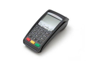 kredi kartı beyaz arka plan üzerinde terminal