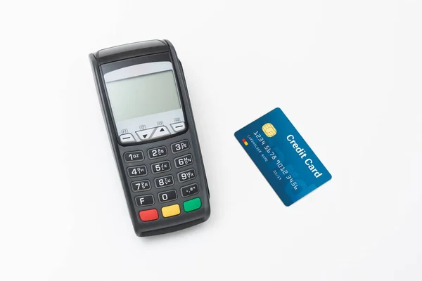 신용 카드 터미널 흰색 배경 — 스톡 사진
