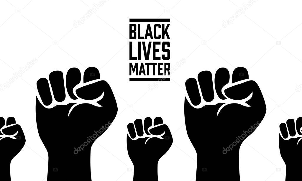 Black Lives Matter movement vector illustration. Raised fist symbol