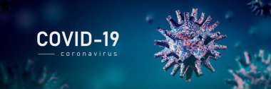Coronavirus 3D canlandırma, COVID-19 salgını. Virüs mikroskobu görüntüsü, grafiği kapat.