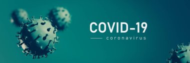 Coronavirus 3D canlandırma, COVID-19 salgını. Virüs mikroskobu görüntüsü, grafiği kapat.