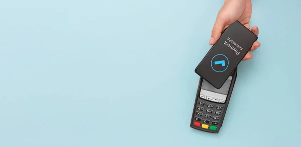 Pembayaran Tanpa Pamrih Dengan Ponsel Pintar Konsep Mobile Banking — Stok Foto