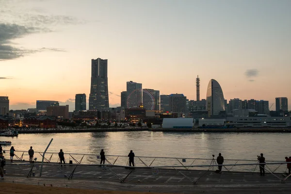 Yokohama Japón Dic 2015 Muchos Fotógrafos Encuentran Puerto Yokohama Puesta — Foto de Stock