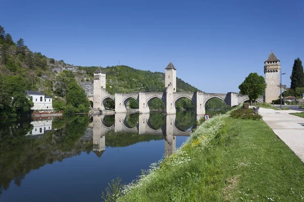 Valentre Bro Cahors Hel Avdelning Occitanie Frankrike — Stockfoto