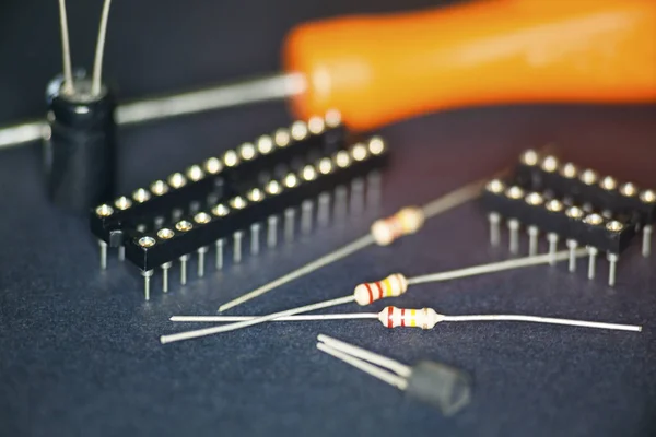 Electronic Components Black Background — Stock Photo, Image