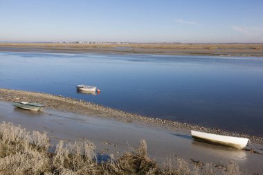 Baie de Somme 'da tekneler, Saint-Valery-sur-Somme, Somme, Hauts