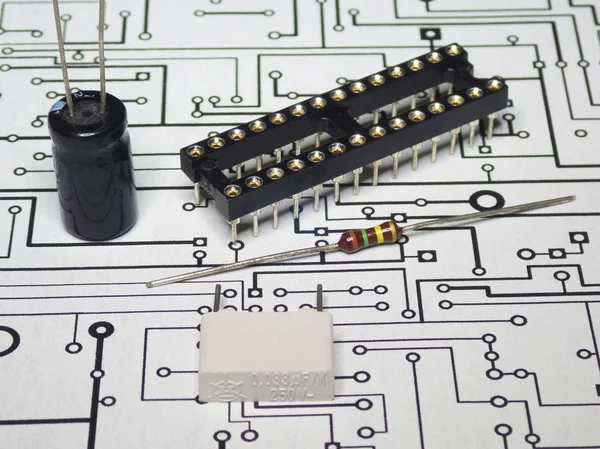 Elektronik bileşenler ve Pcb — Stok fotoğraf