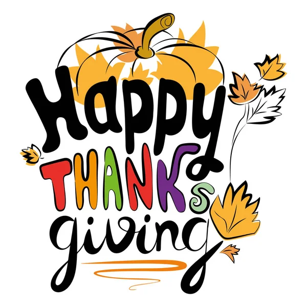 Happy Thanksgiving Logo Białym Tle — Wektor stockowy