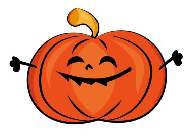 Cadılar Bayramı Balkabağı. Vektör elle çizilmiş illüstrasyon izole beyaz arka plan üzerinde