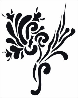 Abcstact doodle çiçek. Siyah ve beyaz tasarım öğeleri