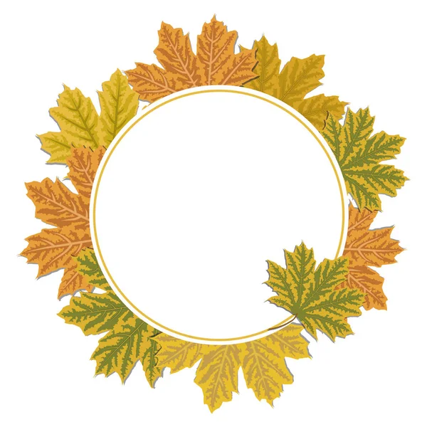 Autumn Leaves Circle Frame Background Vector Illustration — Stock Vector