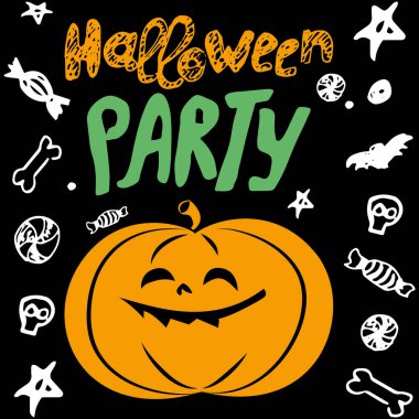 Mutlu Cadılar Bayramı poster. Vektör el çizilen illüstrasyon