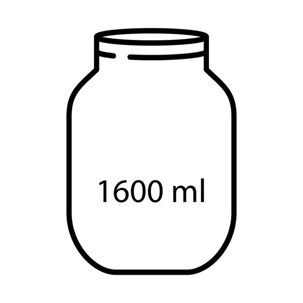 1600ml gran capacidad tarro de vidrio vacío albañil. Estilo de línea de arte. Ilustración vectorial. Concepto de cocina — Archivo Imágenes Vectoriales