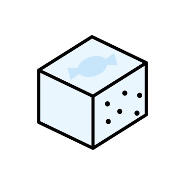 Küp şeker. Düz stil. Vektör simge yemek kavramı