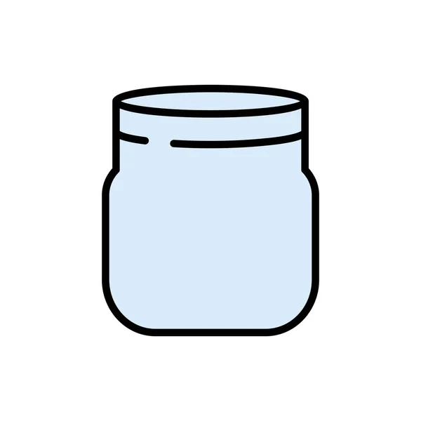 Empty Glass Mason Jar Flat Style Vector Icon Cooking Concept — Stock Vector