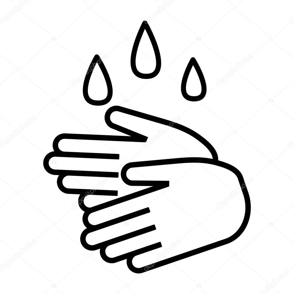 Hand washing. Line art style. Vector icon. Cooking concept