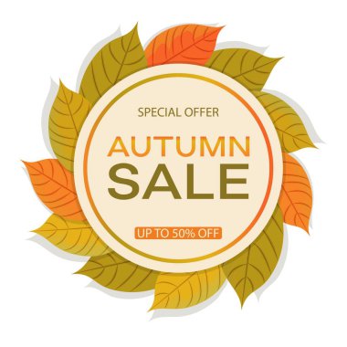 Sonbahar satış çemberi afişi beyaz arkaplanda izole edildi.