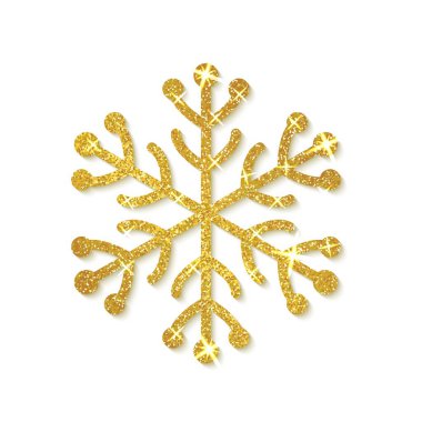 Parlak altın kar taneleri beyaz arkaplanda izole edilmiş.