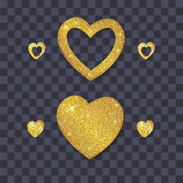 Shining golden heart on transparent background — Stock Vector