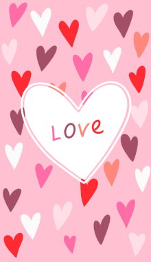 Kalpli pembe arkaplan ve yazıt aşkı